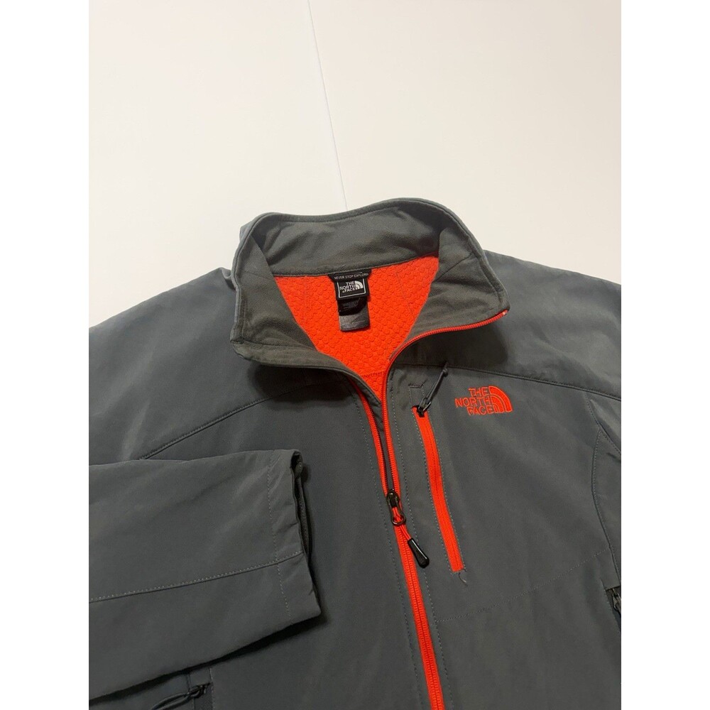The North Face Apex Bionic Softshell Jacket Gray Orange Grid Fleece, Men’s M